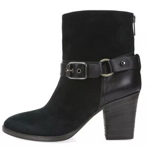 Aquatalia Fanya Waterproof Boots Size 8.5 Black Leather Suede Moto Harness